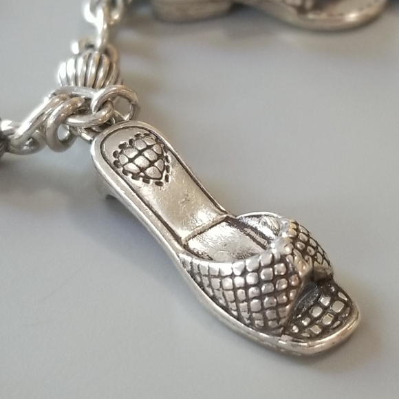 Brighton "SHOE LOVE" Detailed Silver Sandal, Slide, & Loafer 6-Charm Bracelet 👠 - Picture 9 of 16